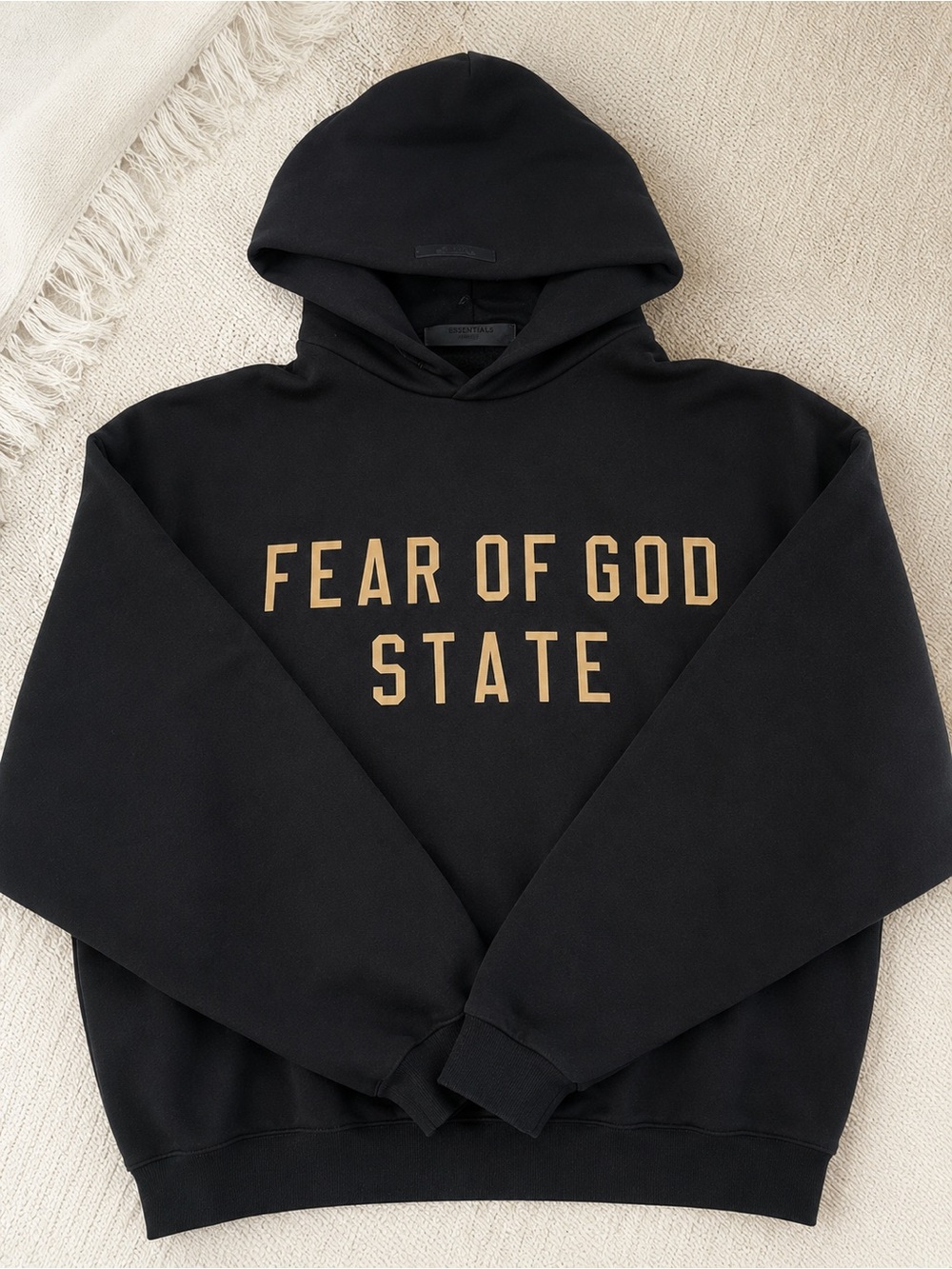 Fear of God Black Hoodie with Gold 'FEAR OF GOD STATE'